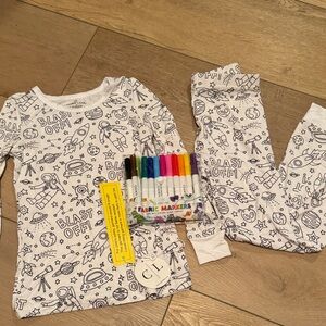 Caden Lane Blast Off Pajama Set with Fabric Markers